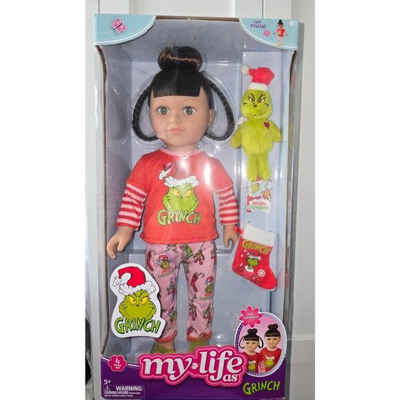 NIB My Life As 18" Poseable Doll – Grinch Sleepover Set (Brunette/Green Eyes) - Picture 5 of 16